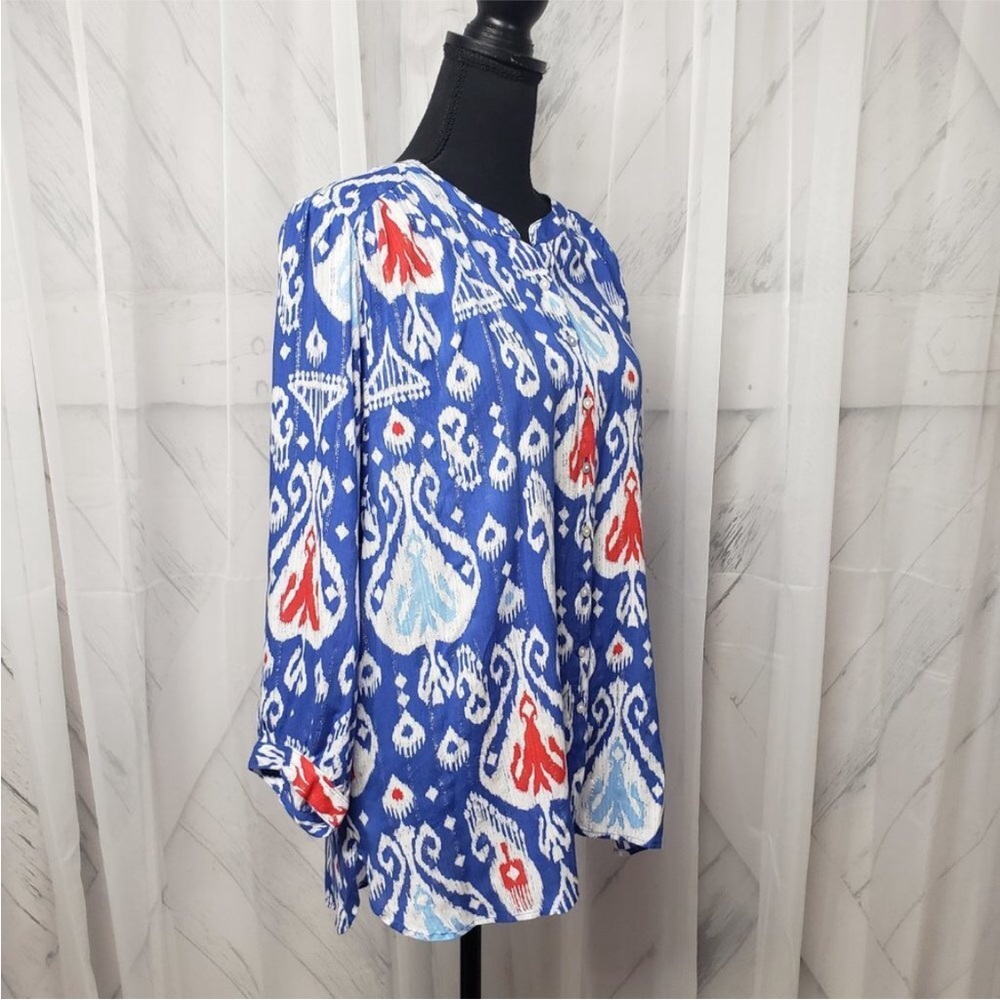 Ruby Rd. Blue And Red Ikat Blouse - image 7